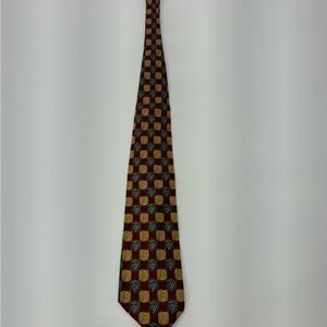 Red & Gold Patterned Silk Tie